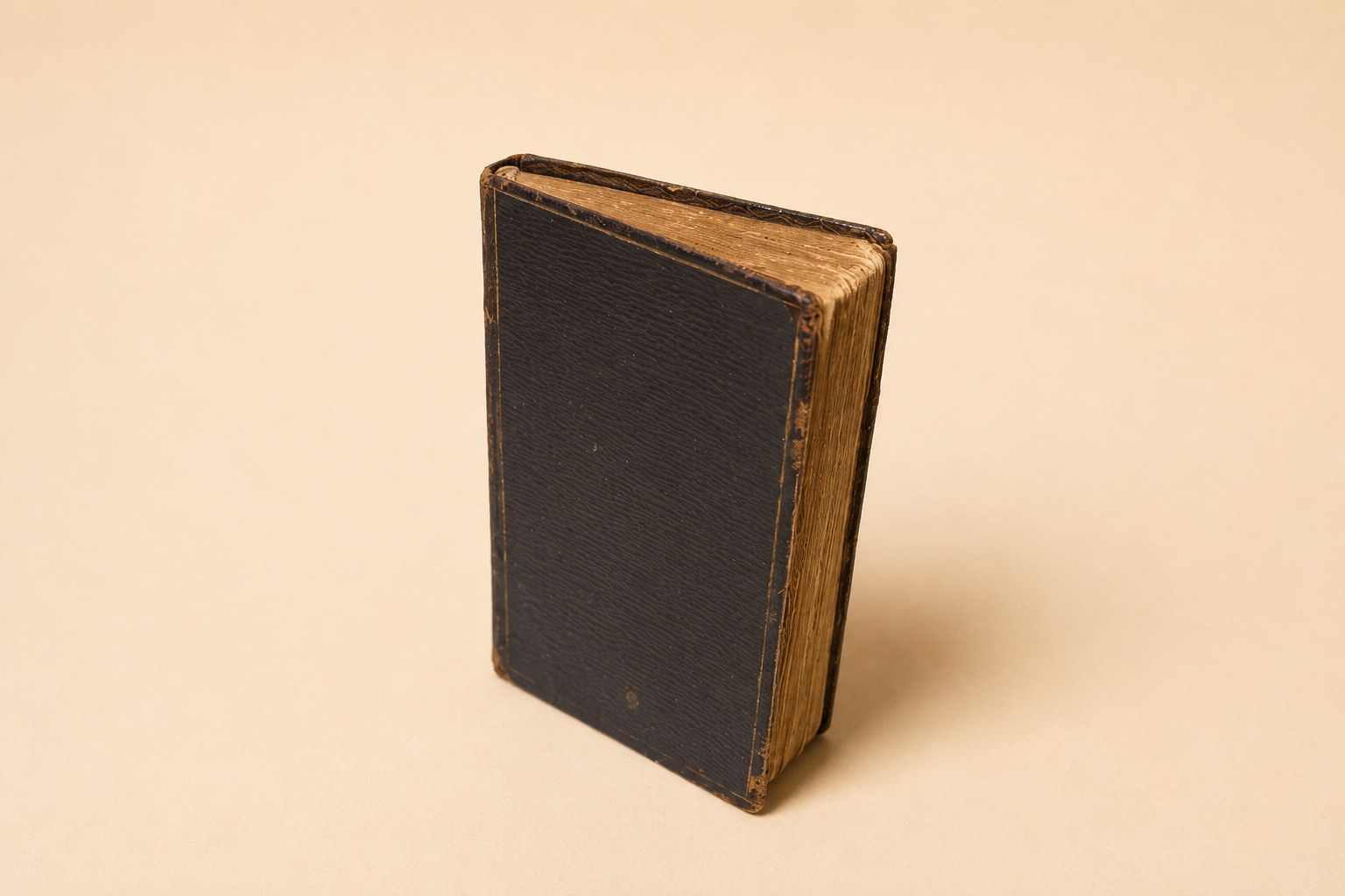 Pietas Quotidiana pocket prayer book c.1826-1840, dark full leather binding with gilt page edges and stipple-engraved frontispiece by Henry Corbould
